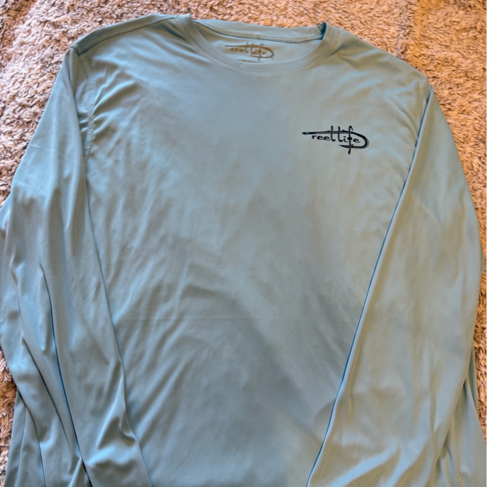 Reel‎ Life Fishing Shirt XXL Blue New Long Sleeve Raised On The Water Graphic